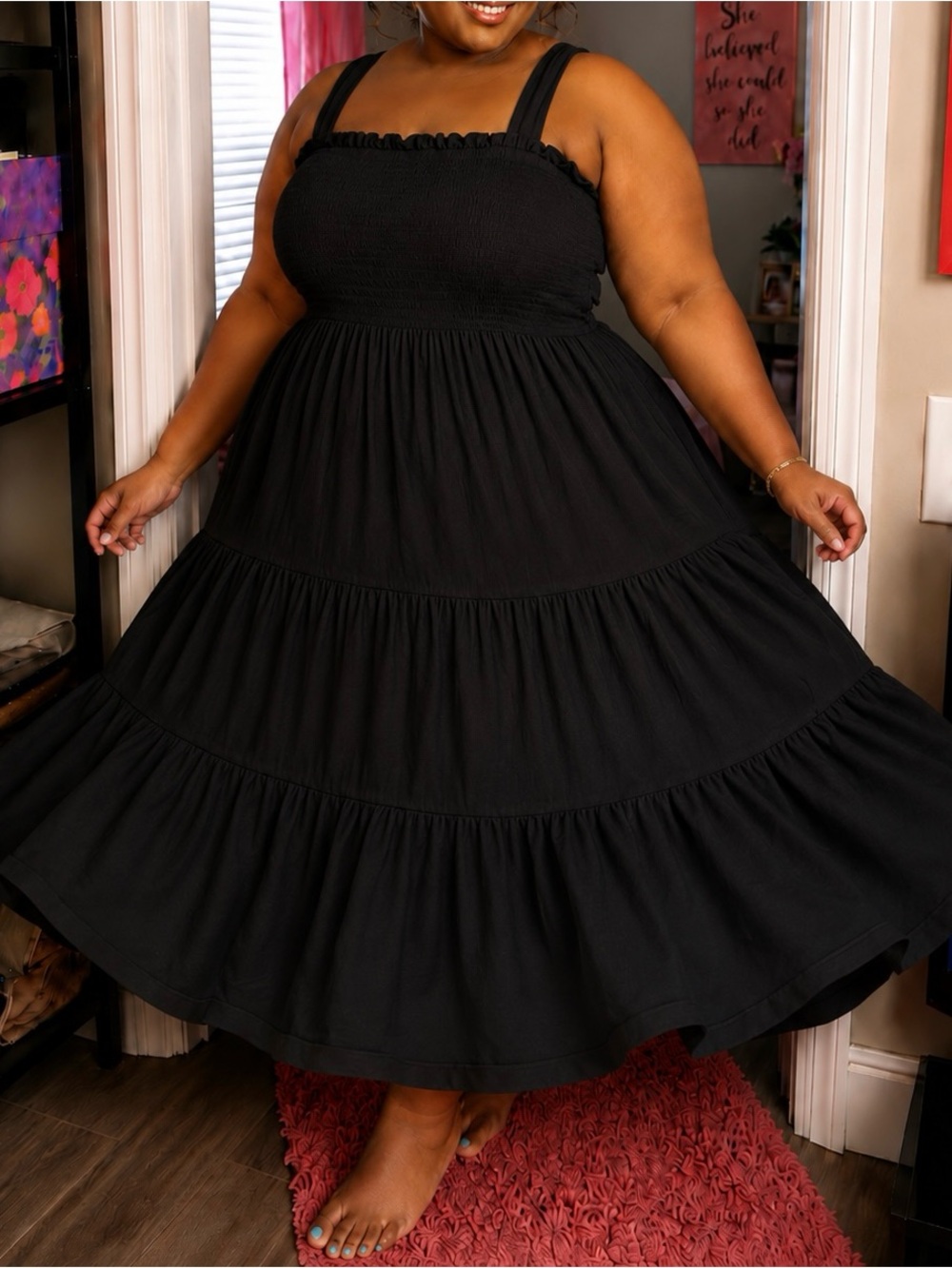 T.J.Maxx Black Tiered Maxi Sundress